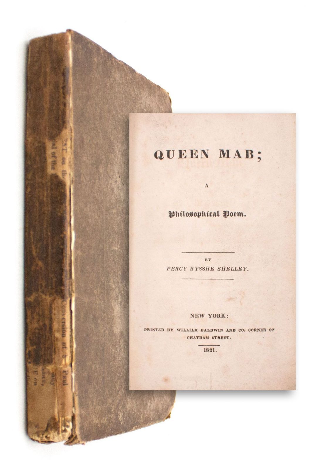 Queen Mab; a Philosophical Poem - Percy Bysshe Shelley - First American  Edition , variant with an engraved title-page, and with A Philosophical  Poem” in the title, printed in Old English type;