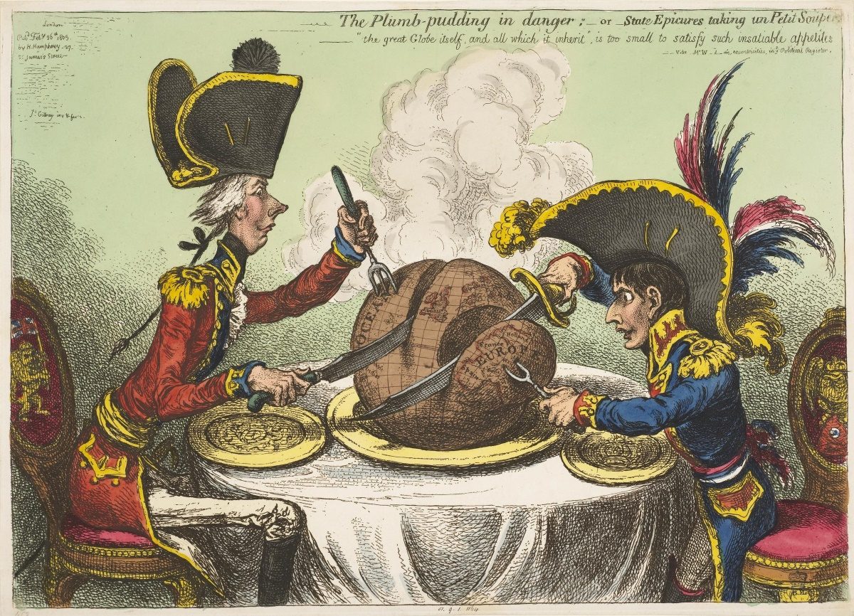 The Plumb-pudding in danger; James Gillray